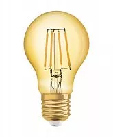 Лампа светодиодная филаментная Vintage 1906 LED CL A FIL GOLD 63 non-dim 7.5W/825 7.5Вт тепл. бел. E27 (замена 63Вт) зол. OSRAM 4058075293359