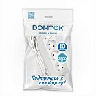 Удлинитель 4х10м с заземл. 16А IP20 3.5кВт ПВС 3х1 бел. DOMTOK 2395