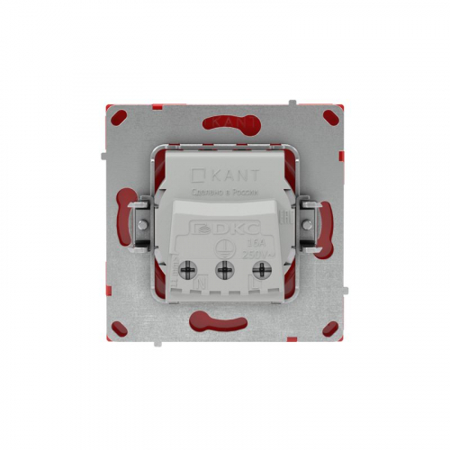 Розетка силовая KANT 2P+E без шторки красн. сатин DKC 7001033 фото 3