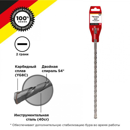 Бур по бетону 14х460мм SDS PLUS Kranz KR-91-0051 фото 2