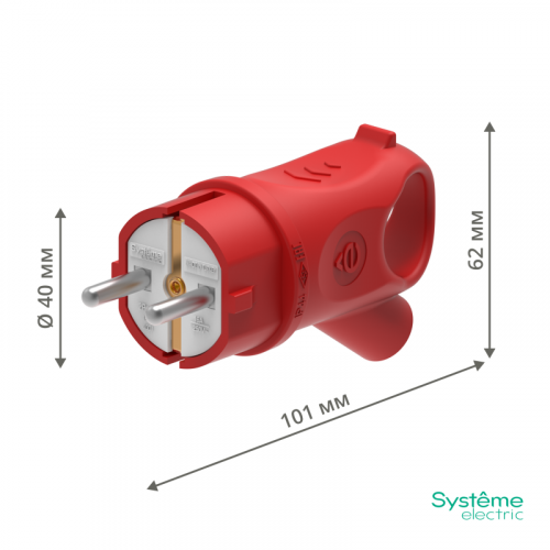 Вилка угловая MultiSet 16А 2К+З 250В IP44 каучук красн. SE MST1402RD фото 8