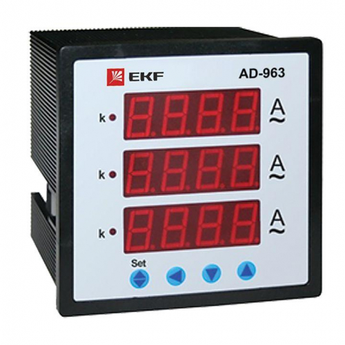 Амперметр цифровой AD-963 3ф на панель 96х96 EKF ad-963 фото 2