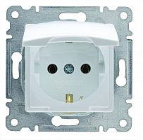 Розетка СП Lillium 10А с заземл. с крышкой с панелью механизм бел. Makel 30001029