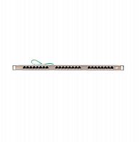 Патч-панель 19дюйм 0.5U 24 порта кат.6 (класс E) 250МГц RJ45/8P8C 110/KRONE T568A/B полный экран с органайзером метал. NIKOMAX NMC-RP24SE2-HU-MT