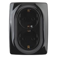 Розетка 2-м СП Эра12 12-2106-06 16А IP20 16AX 250В 2х2P+E Schuko черн. Эра Б0031233