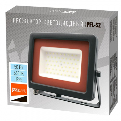 Прожектор светодиодный PFL-S2 50Вт 6500К IP65 220–240В ДО с клапаном закален. матов. стекло сер. Pro JazzWay 2853301D фото 6