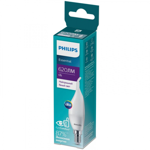 Лампа светодиодная ESS LEDCandle 6W 620lm E14 840BA35FR Philips 929002972307 фото 2