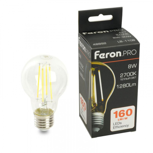 Лампа светодиодная LB-1108 8Вт 2700К E27 1280лм 175-265В FERON 48892