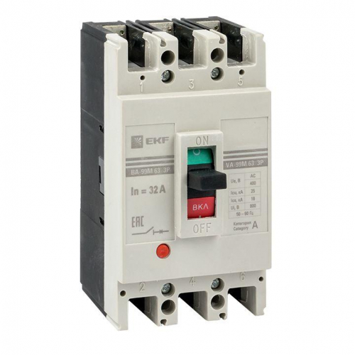 Выключатель автоматический 3п 63/32А 25кА ВА-99М PROxima EKF mccb99-63-32m фото 4