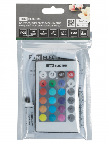 Контроллер для светодиодных лент и модулей RGB-IR-12В-6А-72Вт-IP20, 3 канала, пульт 24 кнопки, TDM фото 7