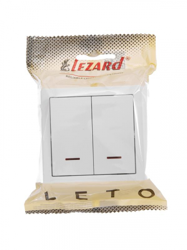 Выключатель 2-кл. ОП LETO 10А IP20 с индикацией бел. LEZARD 752-0200-112 фото 2