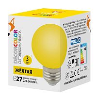 Лампа декоративная светодиод. LED-G60-3W/YELLOW/E27/FR/С Шармат упак. картон желт. Volpe UL-00006961