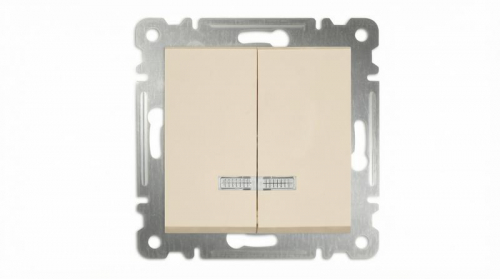 Выключатель 2-кл. СП Karea 10А IP20 с подсветкой механизм крем. Makel 57010023
