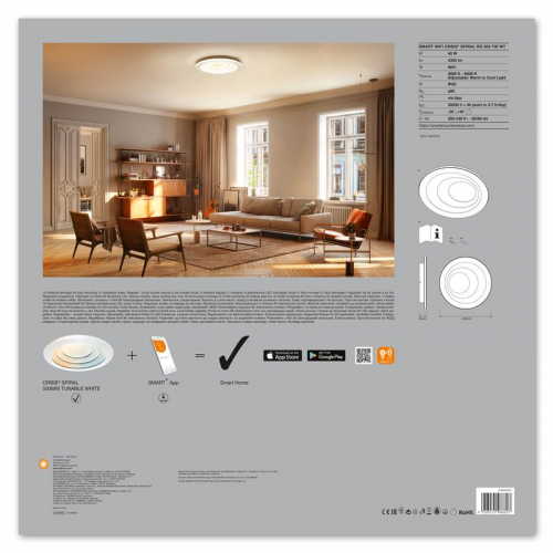 Светильник светодиодный SMART WIFI ORBIS SPIRAL RD500 TW WT LEDVANCE 4058075486607 фото 5