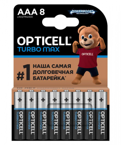 Элемент питания алкалиновый AAA/LR03 (блист. 8шт) Turbo Max Opticell 6053008