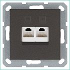 Розетка компьютерная 2-м RJ45 IP20 кат. 6 механизм мокко Jasmart G6108Z