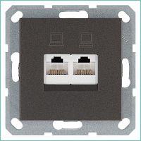 Розетка компьютерная 2-м RJ45 IP20 кат. 6 механизм мокко Jasmart G6108Z