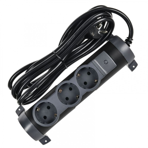 Удлинитель 3х3м 16А IP20 Комфорт 3х2P+E черн. IEK 694602 фото 2