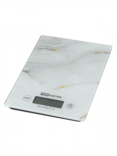 Весы электронные кухонные "Мрамор", стекло, деление 1 г, макс. 5 кг, TDM фото 2