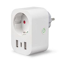 Розетка умная Wi-Fi 2USB+Type-C (5В 2.4А) 16А до 3680Вт голосовое управление + приложение UnielSmart Uniel UL-00011389