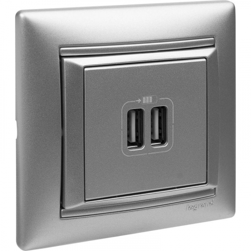 Розетка USB 2-м СП Valena алюм. IEK 770270 фото 8