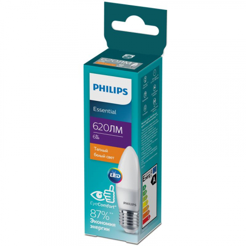 Лампа светодиодная ESS LEDCandle 6W 620lm E27 827 B35FR Philips 929002970607 фото 2