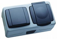 Выключатель 1-кл. + розетка IP44 с крышкой с пружинным зажимом Makel 37064207