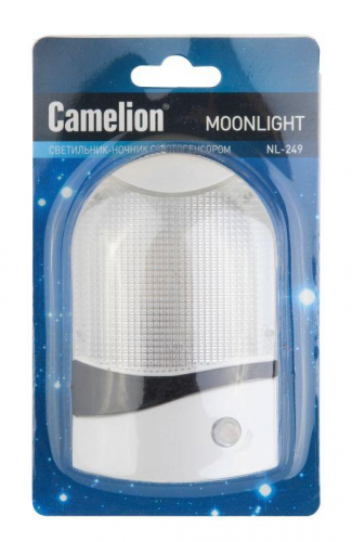 Светильник светодиодный NL-249 220В ночник с фотосенсором бел. Camelion 14356