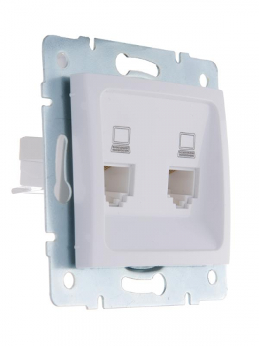 Розетка компьютерная 2-м СП Karina RJ45 механизм бел. LEZARD 707-0288-141 фото 2