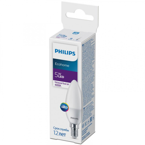 Лампа светодиодная Ecohome LED Candle 5Вт 500лм E14 840 B36 Philips 929002968837 фото 2