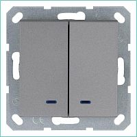 Выключатель 2-кл. 10А IP20 с подсветкой механизм алюм. Jasmart G3023NS