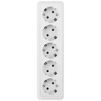 Розетка 5-м ОП Quadro 2-210-01 16А IP20 5х2P+E 250В с заземл. бел. Intro Б0053856