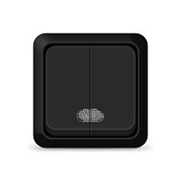 Выключатель 2-кл. ОП Олимп 10А IP20 с подсветкой черн. Universal 2214
