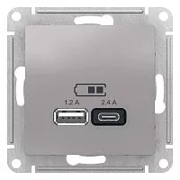Розетка USB AtlasDesign тип A+C 5В/2.4А 2х5В/1.2А механизм алюм. SE ATN000339