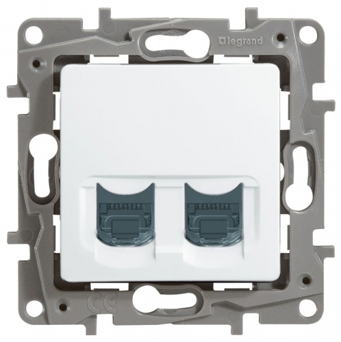 Розетка компьютерная 2-м СП Etika RJ45 кат.6 UTP механизм бел. IEK 672254 фото 2