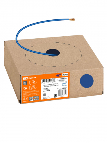 Провод ПуГВнг(А)-LS 1х0,5 ГОСТ в коробке (250м), синий TDM фото 3