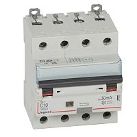 Выключатель автоматический дифференциального тока 4п C 10А 30мА тип AC 10кА DX3 Leg 411185