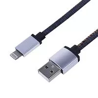 Кабель USB для iPhone 5/6/7 моделей шнур в джинс. оплетке Rexant 18-4248