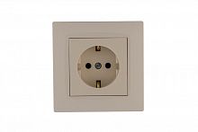 Розетка 1-м Karea RIZZ с заземл. керамика крем Makel 88010008