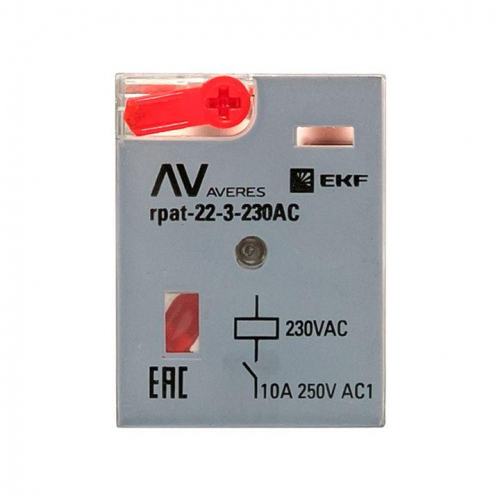 Реле промежуточное RPAt 22/3 10А 230В AC с кнопкой и мех. индикацией AVERES EKF rpat-22-3-230AC фото 4