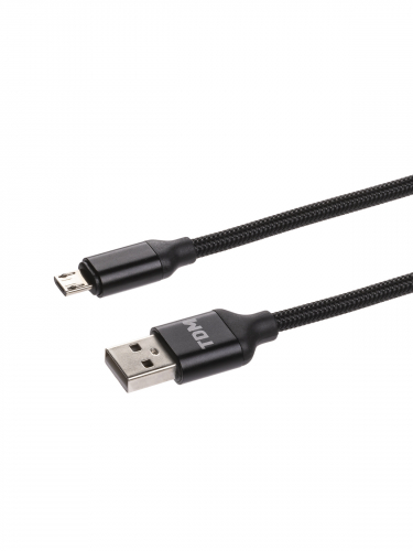 Дата-кабель, ДК 7, USB - micro USB, 1 м, тканевая оплетка, черный, TDM фото 3