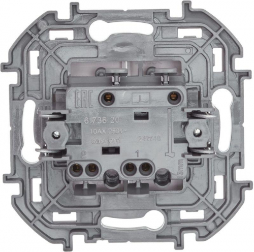 Выключатель 2-кл. Inspiria 10А IP20 250В 10AX механизм бел. IEK 673620 фото 4