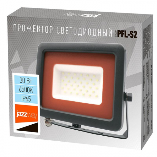 Прожектор светодиодный PFL-S2 30Вт 6500К IP65 220–240В ДО с клапаном закален. матов. стекло сер. Pro JazzWay 2853295D фото 6