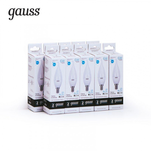 Лампа светодиодная Elementary 6Вт свеча на ветру 4100К нейтр. бел. E14 450лм GAUSS 34126 фото 4