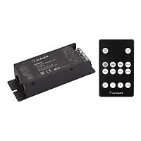 Диммер ARL-SYNC-DIM 12-24В 1х25А ПДУ 14 кнопки RF RJ45 IP20 метал. черн. Arlight 035135
