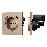 Розетка 1-м СП SCT-TENDO-MUAC-PL-GD 16А IP20 230В с USB зарядкой механизм Arlight 054089