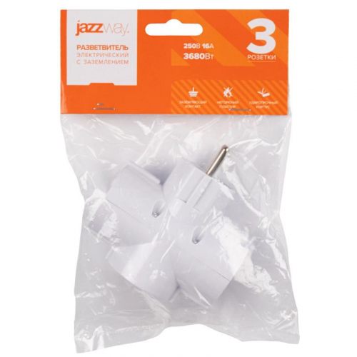 Разветвитель 3-м с заземл. 16А IP20 AD-3G-R 3.5кВт JazzWay 2853363 фото 6