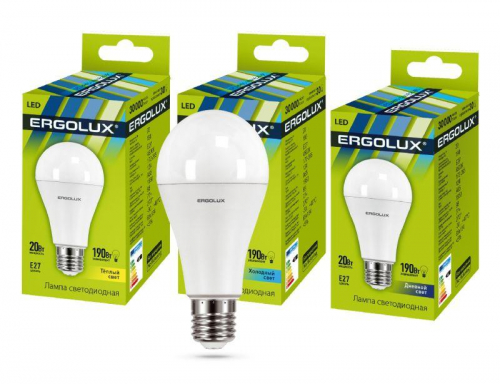 Лампа светодиодная LED-A65-20W-E27-4К ЛОН 20Вт E27 4000К 172-265В Ergolux 13183