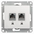 Розетка компьютерная 2-м Glossa RJ45 кат.5E механизм бел. SE GSL000185KK