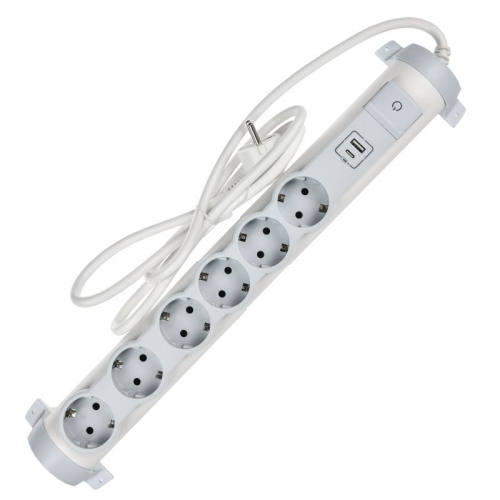 Удлинитель 6х1.5м 16А IP20 2хUSB+6х2P+E IEK 694617 фото 2